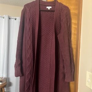 LL Bean Women's Burgundy Cotton Cardigan Sweater